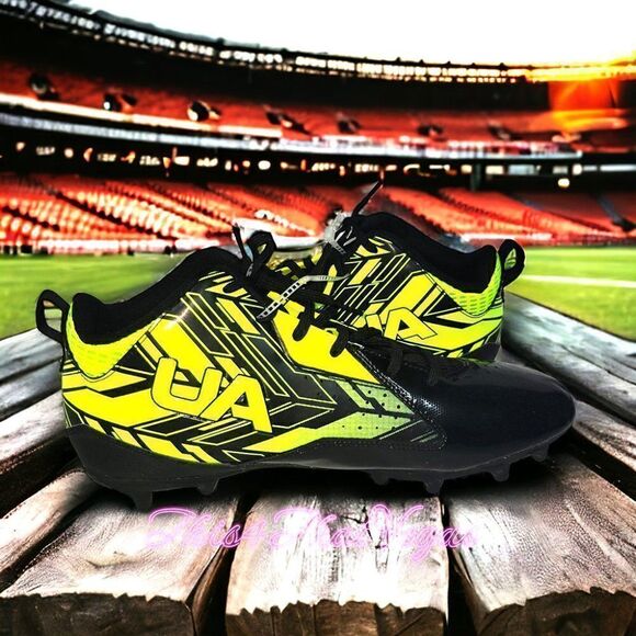 Under Armour Men's Ripshot Mid MC Lacrosse cleats black/green NWOT - Picture 1 of 5